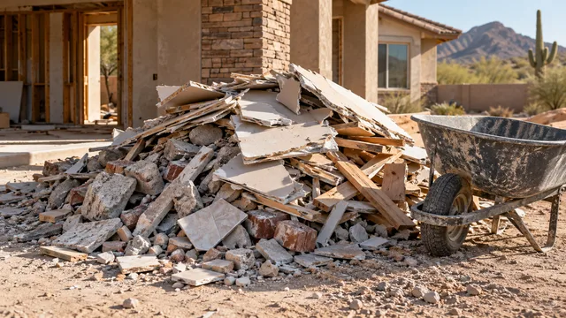 Illustrative construction debris removal service scene