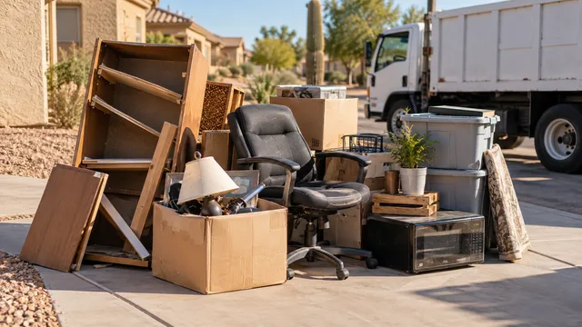 Illustrative junk removal service scene